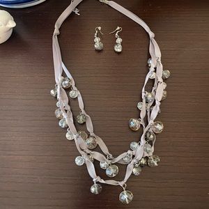 Ribbon Necklace and Earrings
